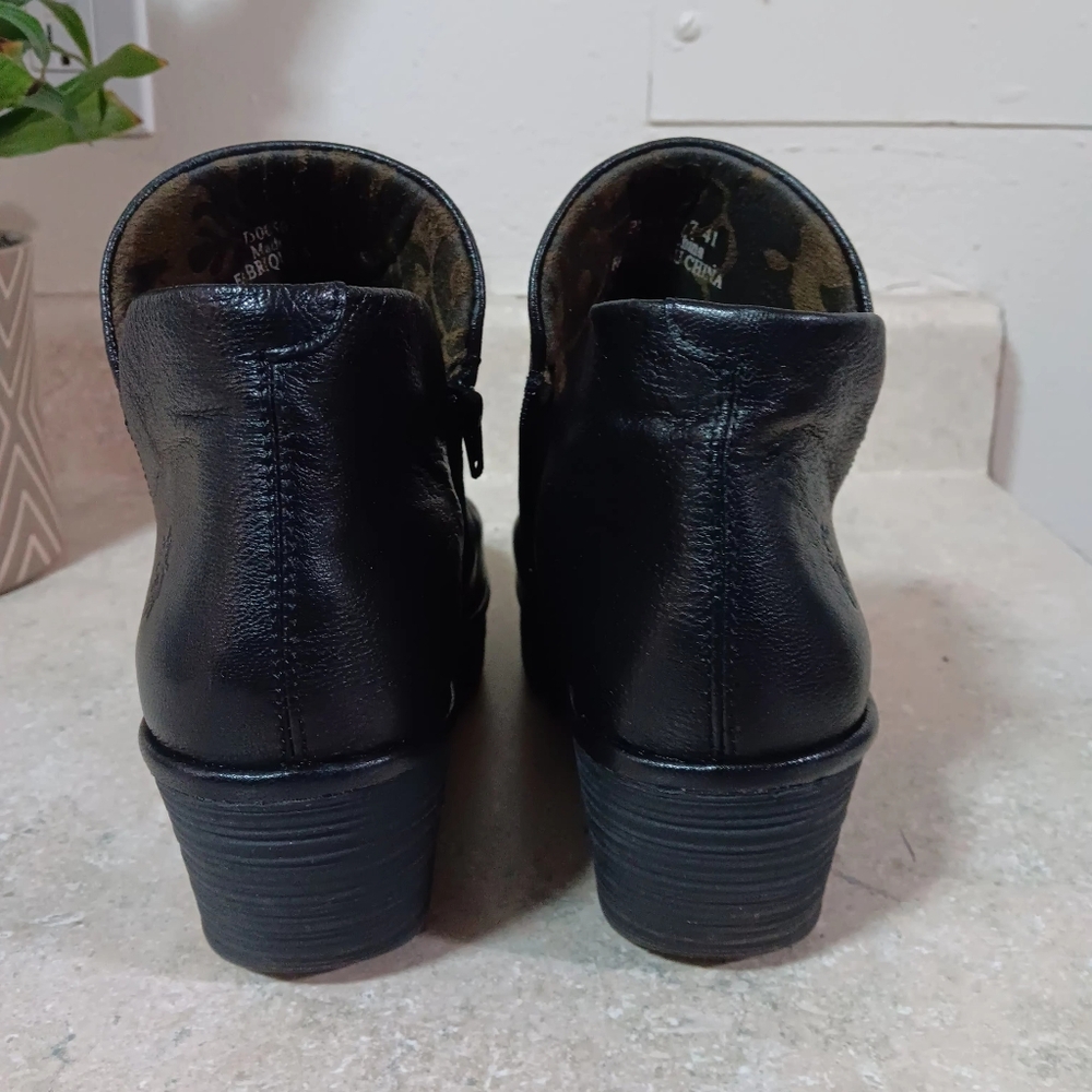Fly London Black Leather Wedge Booties - Picture 3 of 9